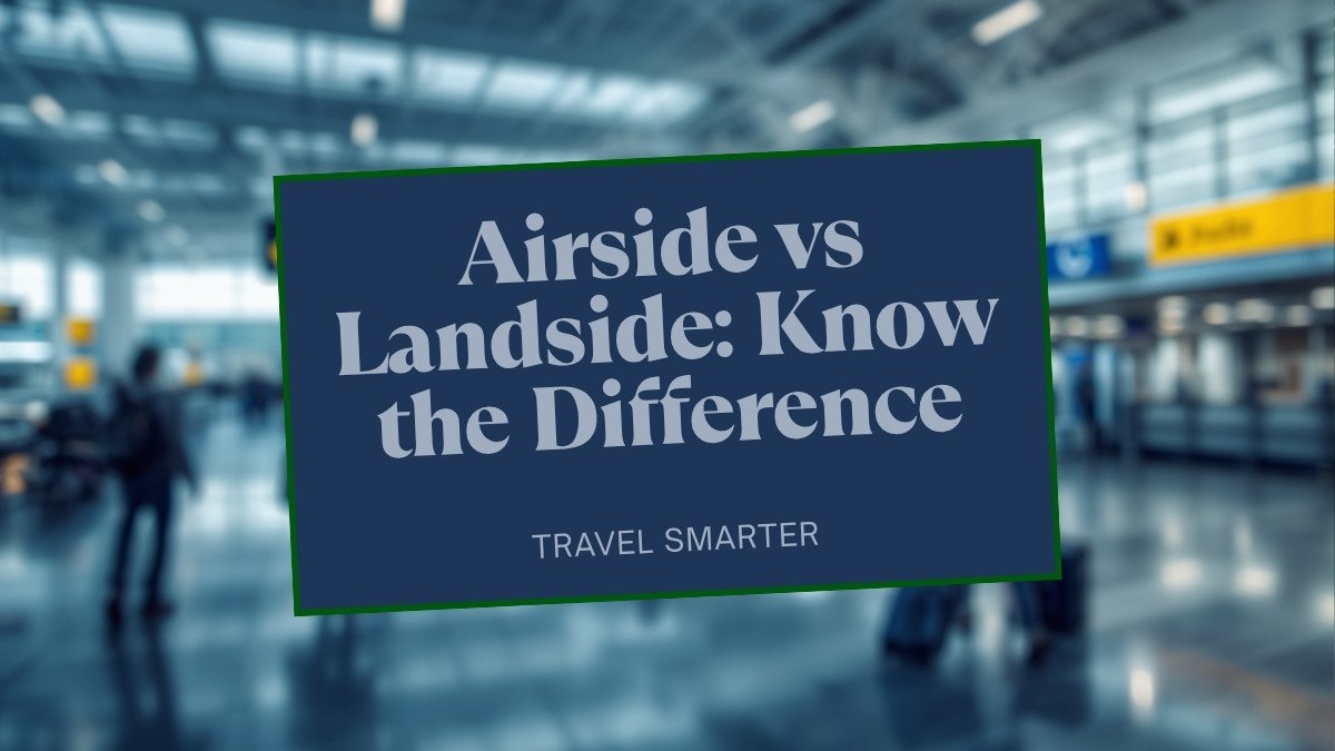 Diagram comparing airside transit, where you stay in the international zone without clearing immigration, with landside transit, where you formally enter the country and can leave the airport